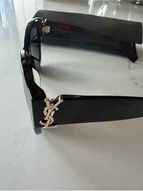 Saint Laurent Black Sunglasses with Gold YSL Monogram